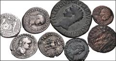 Large Lots ROMAN. Imperial. Lot of fourteen (14) AR and Æ issues. Includes: AR Denarii of: Augustus // Titus (4); Æ As of Claudius (2); Æ of: Maximianus // Constantine I // Helena // Constantius II //