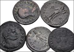 Large Lots ROMAN. Imperial. Lot of five (5) Æ Folles. Various mints. Includes: Constantius I Chlorus (2) // Galerius (2) // Galeria Valeria. Fine to VF, some roughness and scratches, one Galerius with
