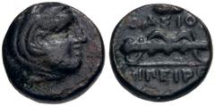 Greek MACEDON, Philippi (as Thasian Epeiros [Krenides]). Circa 360/59-356 BC. Æ (10mm, 1.48 g, 10h). Head of Herakles right, wearing lion skin / Club and bow; HΠEIPO below. Bellinger, Philippi 2; Le R