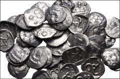 Large Lots GREEK. Asia Minor. Lot of fifty (50) Mithrapata AR Diobols. All coins: DYNASTS of LYCIA, Mithrapata. Circa 390-370 BC. AR Diobol. Facing lion's scalp / Triskeles within incuse square; vario