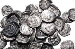 Large Lots GREEK. Asia Minor. Lot of fifty (50) Mithrapata AR Diobols. All coins: DYNASTS of LYCIA, Mithrapata. Circa 390-370 BC. AR Diobol. Facing lion's scalp / Triskeles within incuse square; vario