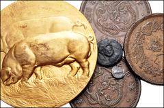 Large Lots MIXED. Greek–World. Lot of six (6) coins and medals. Includes: GREEK: Euboea, Chalkis. Æ 13mm // Sikyonia, Sikyon. AR Tetartemorion(?) // WORLD: Belgium. Boudewijn I. Gilt Brass Medal. 1953