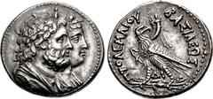 Greek PTOLEMAIC KINGS of EGYPT. Ptolemy IV Philopator. 222-205/4 BC. AR Tetradrachm (26mm, 14.28 g, 12h). Alexandreia mint. Struck circa 217-215/0 BC. Jugate draped busts right of Serapis and Isis / B