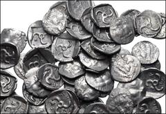 Large Lots GREEK. Asia Minor. Lot of fifty (50) Mithrapata AR Diobols. All coins: DYNASTS of LYCIA, Mithrapata. Circa 390-370 BC. AR Diobol. Facing lion's scalp / Triskeles within incuse square; vario