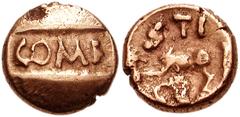 CELTIC BRITAIN, Atrebates & Regni. Tincommius. Circa 30-10 BC. AV Quarter Stater (9mm, 1.17 g, 11h). COM F, on tablet / TI/C, Horse right. Van Arsdell 388; SCBC 80. VF, a little reverse die rust. From