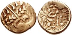 CELTIC BRITAIN, Durotriges. Uninscribed. Circa 65 BC-AD 45. AV Stater. Chute type . Struck circa 65-58 BC. Abstract head of Apollo right / Disjointed horse left; ‘crab’ below with pellets at ends of a