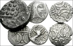 CELTIC BRITAIN Lot of six British Celtic AR. Durotriges. BI Stater. SCBC 367 // Iceni. AR Unit. Face / Horse. SCBC 434. Same. Boar / Horse. SCBC 431 // Same. Two opposed crescents / Horse. SCBC436 // 