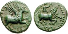 CELTIC, Britain. Trinovantes & Catuvellauni. Cunobelin. Circa AD 10-43. Æ Unit (2.33 g, 6h). Expansion period, AD 20-43. CV-[NO], Pegasos flying right / [T]ASCI, Victory standing right, holding knife,