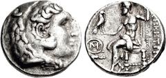 KINGS of MACEDON. Demetrios I Poliorketes. 306-283 BC. AR Tetradrachm (17.15 g, 6h). Tyre mint. Struck circa 290-287 BC. Head of Herakles right, wearing lion skin / Zeus Aëtophoros seated left; in lef