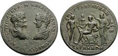 LYDIA, Germe. Septimius Severus, with Caracalla. AD 198-211. Æ Medallion (45mm, 78.23 g, 6h). Glycon, second strategus. Struck AD 202-205. Laureate, draped, and cuirassed bust of Septimius Severus rig