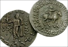 INDO SCYTHIAN. Lot of Two Azes AR. Lot includes: AR Tetradrachm (24mm, 9.73 g, 3h. King in Parthian dress mounted right, holding whip; to right, letter ‘Jha’ / Pallas Athena standing right, holding sp