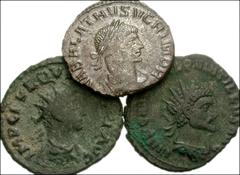 [Roman Imperial] Lot of three (3) BETTER ANTONINIANI. Lot includes: Aurelian with Vabalathus. 270-275 AD. Antoninianus (20mm, 3.47 g, 5h). Antioch mint. Struck 270-272 AD. Radiate and cuirassed bust o