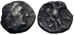 Greek PTOLEMAIC KINGS of EGYPT. Ptolemy II Philadelphos. 285-246 BC. AR Quarter Ma'ah – Tetartemorion (5.5mm, 0.14 g). Jerusalem mint. Struck circa 261/0-246 BC. Diademed head right / Eagle standing l
