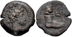 Roman Provincial EGYPT, Alexandria. Marcus Aurelius. AD 161-180. Æ Diobol (22.8mm, 8.33 g, 12h). Dated RY 17 (AD 176/177). Laureate head right / Draped bust right of Sarapis, wearing an ornate kalatho
