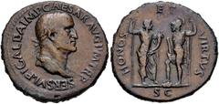 Roman Imperial Galba. AD 68-69. Æ Sestertius (35.2mm, 21.44 g, 6h). Rome mint. Struck circa December AD 68. Laureate and draped bust right / Honos standing right, holding scepter and cornucopia, facin