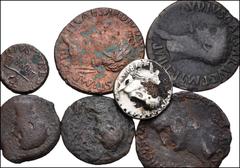 Large Lots ROMAN. Provincial-Imperial. Lot of seven (7) mostly bronze issues. Includes: PROVINCIAL: Alexandria. Augustus. Æ Diobol // Alexandria. Claudius. Æ Diobol // IMPERIAL: Tiberius. Æ As // Germ