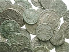 Lot of ninety-eight later Roman Æ. Divus Constantine, Julian, Jovian, and many other better coins, as well as some that have been cleaned, and many others in need of a bath. Approximately ninety eight