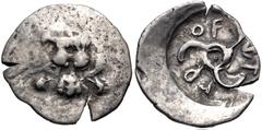 Greek DYNASTS of LYCIA. Aruwatijesi. Circa 400-370 BC. AR Twelfth Stater (11.5mm, 0.63 g). Uncetain mint. Facing lion scalp / Triskeles within incuse circle. Cf. Müseler VII 65; cf. Traité II 438 (bot