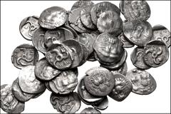 Large Lots GREEK. Asia Minor. Lot of fifty (50) Mithrapata AR Diobols. All coins: DYNASTS of LYCIA, Mithrapata. Circa 390-370 BC. AR Diobol. Facing lion's scalp / Triskeles within incuse square; vario