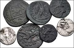 Large Lots ROMAN. Provincial-Imperial. Lot of seven (7) Æ and AR. Includes: MOESIA INFERIOR, Marcianopolis. Caracalla, with Julia Domna. Æ Pentassarion // MOESIA INFERIOR, Tomis. Gordian III. Æ Tetras