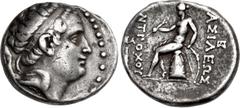 Greek SELEUKID EMPIRE. Antiochos, son of Seleukos IV. 175 BC. AR Tetradrachm (27mm, 16.97 g, 12h). Tarsos mint. Diademed head of Seleukos IV right / BAΣIΛEΩΣ ANTI-OXOY, Apollo Delphios, nude, seated l