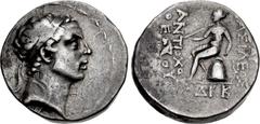 Greek SELEUKID EMPIRE. Antiochos IV Epiphanes. 175-164 BC. AR Tetradrachm (25.5mm, 17.00 g, 7h). Ekbatana mint. Diademed head right / Apollo Delphios, testing arrow in right hand, resting left hand on