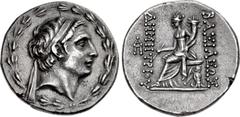 Greek SELEUKID EMPIRE. Demetrios I Soter. 162-150 BC. AR Tetradrachm (30mm, 16.41 g, 1h). Antioch on the Orontes mint. Undated issue, struck 162-155/4 BC. Diademed head right within laurel wreath / BA