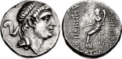 Greek SELEUKID EMPIRE. Demetrios I Soter. 162-150 BC. AR Tetradrachm (25.5mm, 16.75 g, 12h). Uncertain southeastern mint. Diademed head right; no border / Tyche, holding scepter and cornucopia, seated