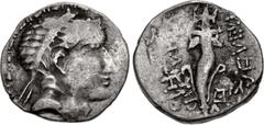 Greek SELEUKID EMPIRE. Demetrios I Soter. 162-150 BC. AR Drachm (16.5mm, 2.51 g, 12h). Imitation struck in Cappadocia, temp. Samos II to Mithradates I, circa 140-70 BC. Diademed head right / Cornucopi