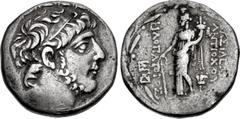 Greek SELEUKID EMPIRE. Antiochos IX Eusebes Philopator (Kyzikenos). 114/3-95 BC. AR Tetradrachm (26.5mm, 15.99 g, 12h). Tripolis mint. Dated SE 205 (105/4 BC). Diademed head right within fillet border