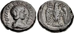 Roman Provincial EGYPT, Alexandria. Julia Soaemias. Augusta, AD 218-222. Potin Tetradrachm (22.9mm, 11.82 g, 12h). Dated RY 4 of Elagabalus (AD 220/221). Draped bust right / Eagle standing facing with
