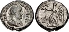 Roman Provincial EGYPT, Alexandria. Balbinus. AD 238. Potin Tetradrachm (22.9mm, 12.36 g, 12h). Dated RY 1 (AD 238). Laureate, draped, and cuirassed bust right / Nike advancing left, holding a wreath 