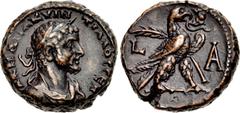 Roman Provincial EGYPT, Alexandria. Quintillus. AD 270. Potin Tetradrachm (21.2mm, 10.93 g, 12h). Dated RY 1 (AD 270). Laureate, draped, and cuirassed bust right / Eagle standing right with wreath in 