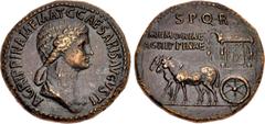 Roman Imperial Agrippina Senior. Died AD 33. Æ Sestertius (36mm, 27.79 g, 6h). Rome mint. Struck under Gaius (Caligula), AD 37-41. AGRIPPINA • M • F • MAT • C • CAESARIS AVGVSTI, draped bust right / S