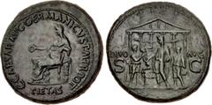 Roman Imperial Gaius (Caligula). AD 37-41. Æ "Medallic" Sestertius (36mm, 30.18 g, 7h). Rome mint. Struck AD 37-38. C • CAESAR • AVG • GERMANICVS • P • M • TR • POT • around, PIETAS in exergue, Pietes