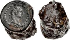 The Gasvoda Collection of Coin Dies and Counterfeiting Implements ROMAN IMPERIAL, Counterfeiters' Hubs. temp. Domitian. As Caesar, AD 69-81. Bronze counterfeiter's obverse hub for denarius set in iron