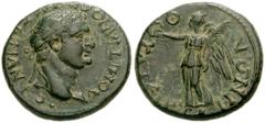 LYDIA, Thyatira. Domitian. AD 81-96. Æ 18mm (3.30 g). Laureate head right / Nike standing left, holding wreath and palm. RPC II 942. VF, hard green patina.