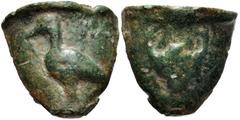 Greek SICILY, Akragas. Circa 440-430 BC. Cast Æ Trias or Tetronkion (19.5mm, 14.04 g). Eagle standing left; (retrograde K)A to upper right / Crab. Four pellets (mark of value) on base. Westermark, Coi