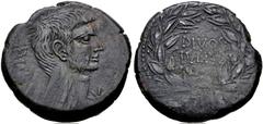 Roman Republican The Triumvirs. Octavian and Divus Julius Caesar. 38 BC. Æ Sestertius or Dupondius (29mm, 16.56 g, 11h). Bare head of Octavian right; star of eight rays before / DIVOS/IVLIVS in two li