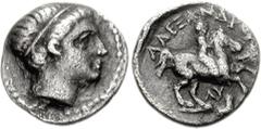KINGS of THRACE. Lysimachos. As Satrap, 323-305 BC. AR Tetrobol (2.19 g, 3h). Amphipolis mint. Struck under Kassander, circa 320-315 BC. Diademed head of Apollo right / ALEXANDROU, Rider on horseback 