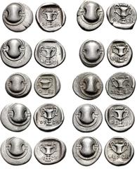 BOEOTIA, Thebes. Lot of ten hemidrachms. Circa 425-375 BC. All coins: Boeotian shield / Kantharos; club above; all within incuse square. Includes the following varieties: BCD Boiotia 408 (1 coin) // B