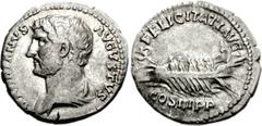 Hadrian. AD 117-138. AR Denarius (3.28 g, 12h). Struck circa AD 132-135. Bare-headed and draped bust left / Galley with five oarsmen left, hortator at stern. RIC II 209 var. (bust type); RSC 653a. VF,