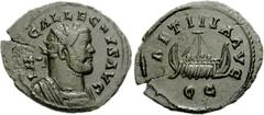 Allectus. Romano-British Emperor, AD 293-296. Quinarius (2.21 g, 6h). 'C' mint (Camulodounum). IMP C ALLECTVS AVG, radiate and cuirassed bust right / Galley with four oarsmen and mainmast right; QC. C