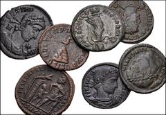 Large Lots ROMAN. Imperial. Lot of sixteen (16) late Roman bronzes, Constantine-Gratian. Includes: Æ2s, Æ3s and Æ4s of Constantine I (2), Crispus (1), Constantine II (1), Constans (3), Constantius II 
