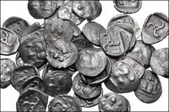 Large Lots GREEK. Asia Minor. Lot of fifty (50) Mithrapata AR Diobols. All coins: DYNASTS of LYCIA, Mithrapata. Circa 390-370 BC. AR Diobol. Facing lion's scalp / Triskeles within incuse square; vario