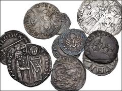 Large Lots WORLD. Italy. Lot of nine (9) AR and one (1) Billon. Includes: Desana (1 coin) // Genoa (1 coin) // Naples (1 coin) // Venice (7 coins). Average VF, mostly toned. LOT SOLD AS IS, NO RETURNS