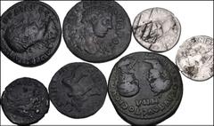 Large Lots ROMAN. Provincial-Imperial. Lot of seven (7) Æ and AR. Includes: MOESIA INFERIOR, Marcianopolis. Caracalla, with Julia Domna. Æ Pentassarion // MOESIA INFERIOR, Tomis. Gordian III. Æ Tetras