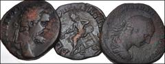 Large Lots ROMAN. Imperial. Lot of three (3) Sestertii. Includes: Septimius Severus // Elagabalus // Hostilian. Fine, or so. LOT SOLD AS IS, NO RETURNS. Three (3) coins in lot. "