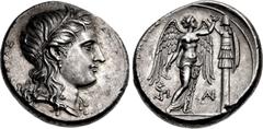 Greek SICILY, Syracuse. Agathokles. 317-289 BC. AR Tetradrachm (26mm, 17.04 g, 12h). Struck circa 310-306/5 BC. Head of Kore right, wearing wreath of grain ears, single-pendant earring, and pearl neck