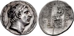 Greek SELEUKID EMPIRE. Demetrios I Soter. 162-150 BC. AR Tetradrachm (31mm, 16.68 g, 12h). Soloi mint. Struck circa 155/4-150 BC. Diademed head right within laurel wreath / BAΣIΛEΩΣ ΔHMHTPIOY, Tyche, 